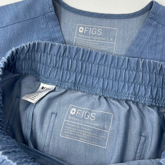 Figs Catarina Top Uman Jogger Pants Scrub Set Heathered Indigo WomensSmall - Picture 8 of 11